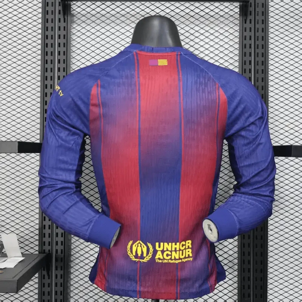 FC Barcelona 2025/26 1ª Equipación - Versión Jugador Manga Larga Dorsal